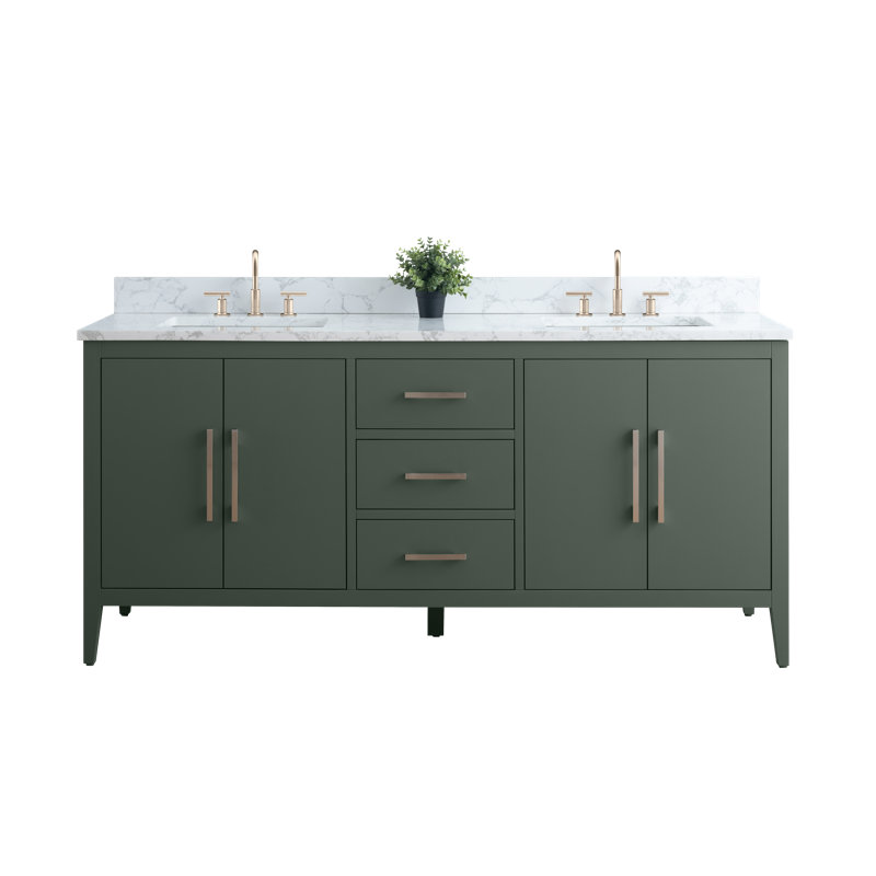 Vanity Art 72'' Double Bathroom Vanity with Engineered Marble Top | Wayfair